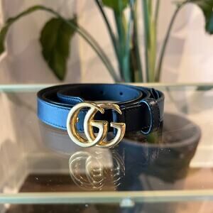 GUCCI Black GG Marmont Leather Thin Belt SZ80/32(4US)